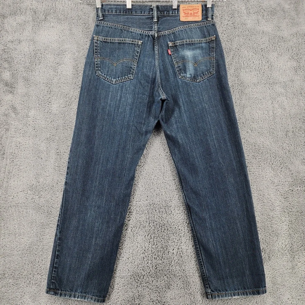 Levis 550 Jeans Mens 34x32 Blue Medium Wash Relaxed Tapered Red Tab Zipper Fly